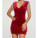 Deep V Neck Chain Dress - Chic4Chicas