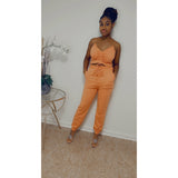 Ruched Crop Tank and Jogger  Set - Chic4Chicas