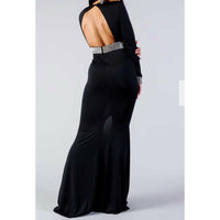 Long Sleeve Front KeyHole Shirred Maxi Dress - Chic4Chicas