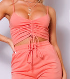 Ruched Crop Tank and Jogger  Set - Chic4Chicas