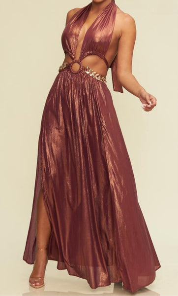 Metallic Chunky Chain Gown - Chic4Chicas